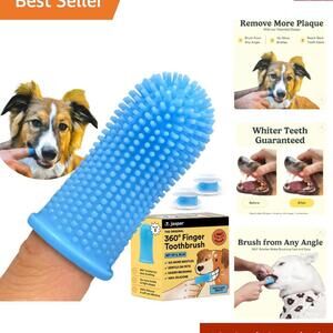 360° Dog and Cat Toothbrush Kit - Gentle Silicone Finger Brushes, 2-Pack